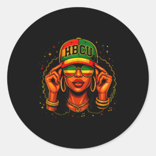 Black History Month Hbcu Black Afro Educated Girl  Classic Round Sticker