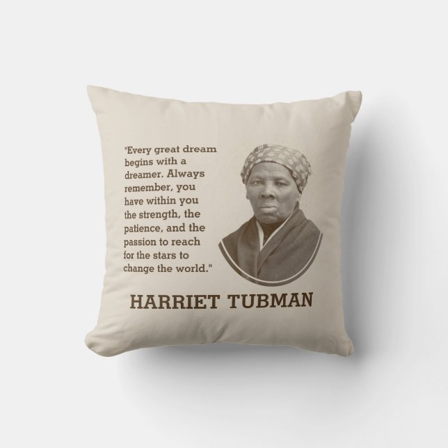 Black History Month Inspirational HARRIET TUBMAN Throw Pillow (Front)