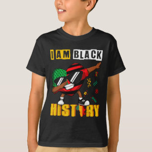 Black History Month Kids Men Boys Dabbing Heart Af T-Shirt