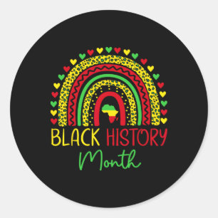 Black History Month Leopard Rainbow African Americ Classic Round Sticker