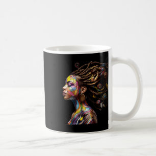 Black History Month Loc'd Hair Art Black Queen Afr Coffee Mug