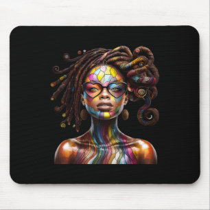 Black History Month Loc'd Hair Art Black Queen Afr Mouse Pad