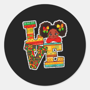 Black History Month Love Afro Toddler Girls Americ Classic Round Sticker