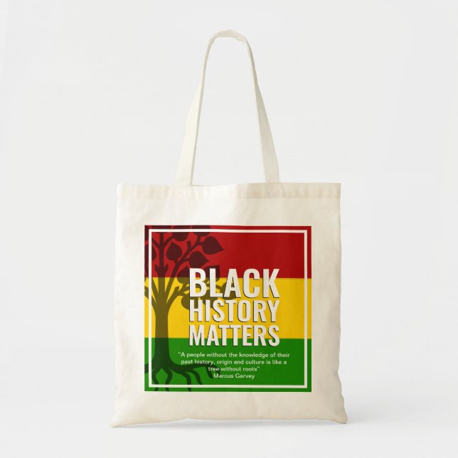 Black History Month MARCUS GARVEY Quote BHM Tote Bag (Front)
