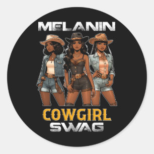 Black History Month Melanin Cowgirl Swag Classic Round Sticker