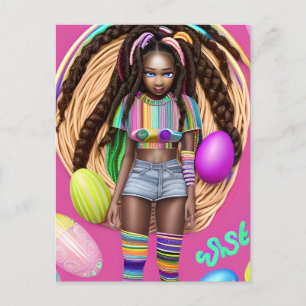 Black History Month Melanin Girl Magic Queen Sista Postcard