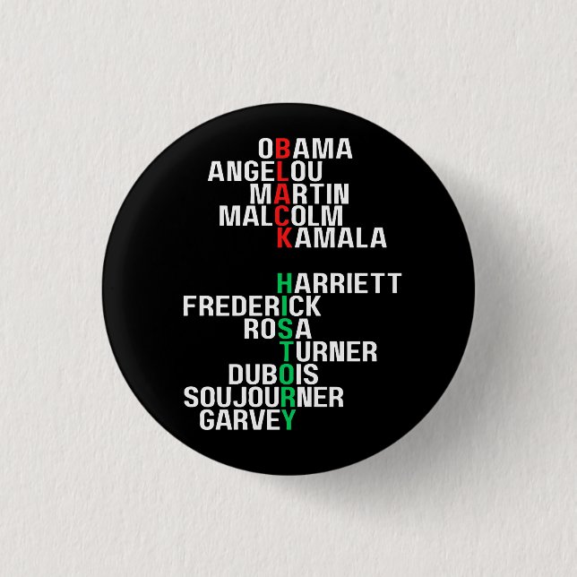 Black History Month Melanin King Queen Sista Bruh 1 Inch Round Button (Front)