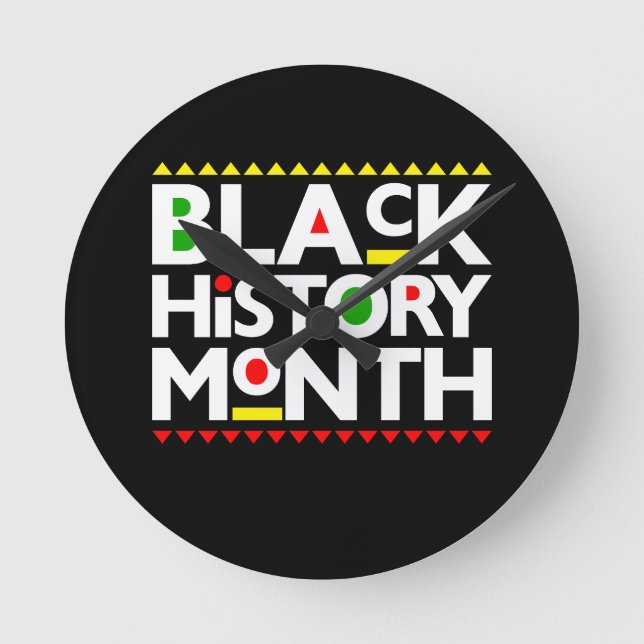 Black History Month Melanin King Queen Sista Bruh Round Clock (Front)