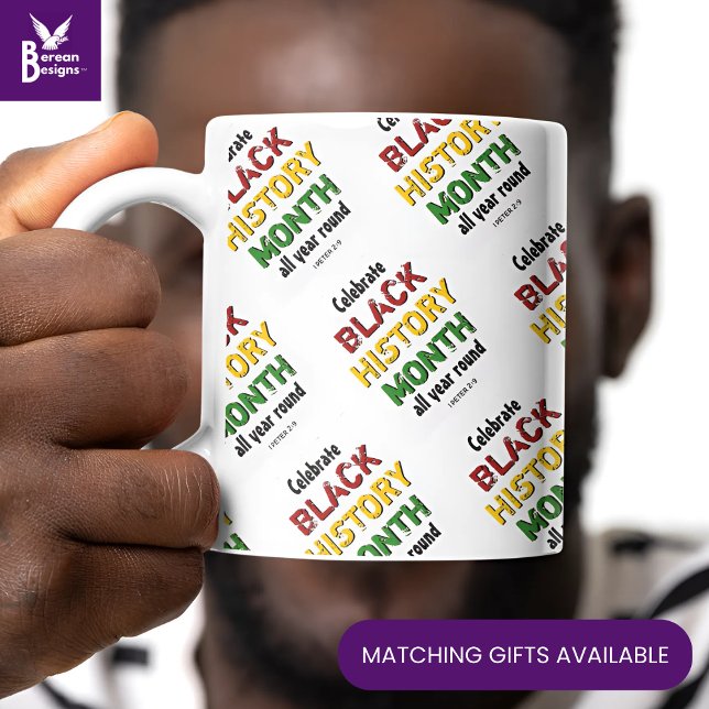 BLACK HISTORY MONTH Motivational BHM Large Coffee Mug (Stylish BLACK HISTORY MONTH mug to celebrate African American Caribbean history.)
