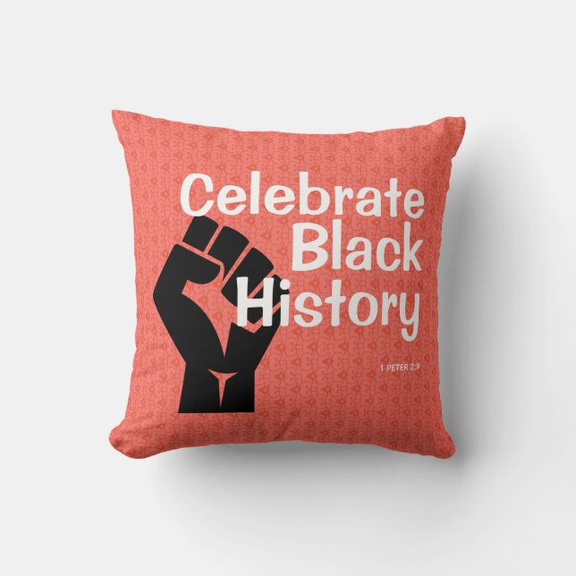 BLACK HISTORY MONTH | Motivational | Coral Throw Pillow (Front)