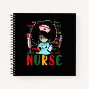 Black History Month Nurse Afro Girl Womens Day Gra Notebook