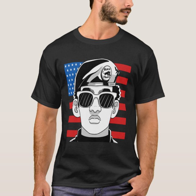 Black History Month Panther Party American Flag 19 T-Shirt (Front)
