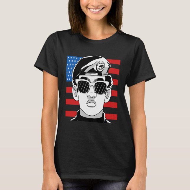 Black History Month Panther Party American Flag 19 T-Shirt (Front)