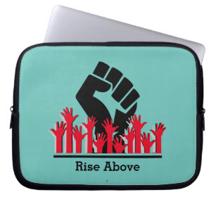Black History Month Power Fist  RISE ABOVE Custom Laptop Sleeve