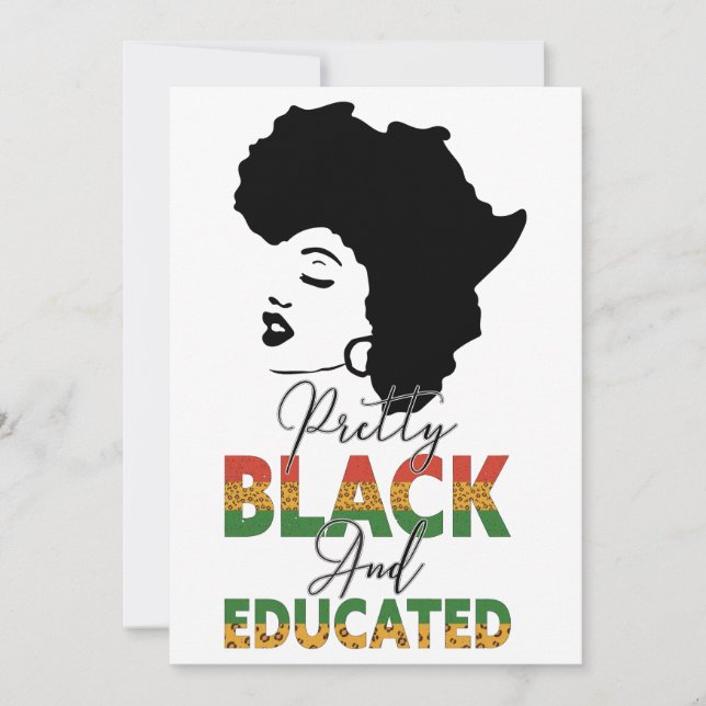 Black History Month Pretty Black & Educated Invitation (Front)