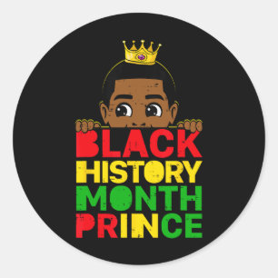 Black History Month Prince African Melanin Boy Tod Classic Round Sticker