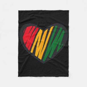 Black History Month Red, Gold And Green Heart For Fleece Blanket