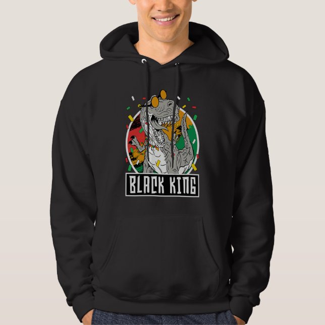 Black History Month Rex Dinosaur Black King Dino B Hoodie (Front)