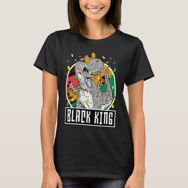 Black History Month Rex Dinosaur Black King Dino B T-Shirt (Front)