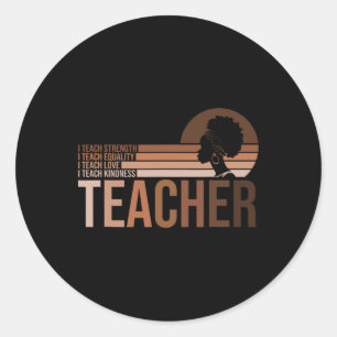 Black History Month Vintage Melanin Sunset Black T Classic Round Sticker