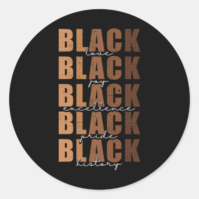 Black History Month Women Black Love Melanin Junet Classic Round Sticker (Front)