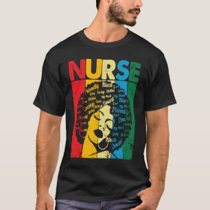 Black History Nurse African American Pride Afro Wo T-Shirt