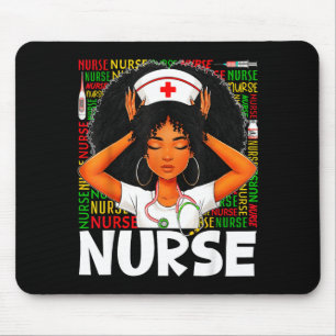 Black History Nurse Afro Melanin Woman Rn Cna Girl Mouse Pad