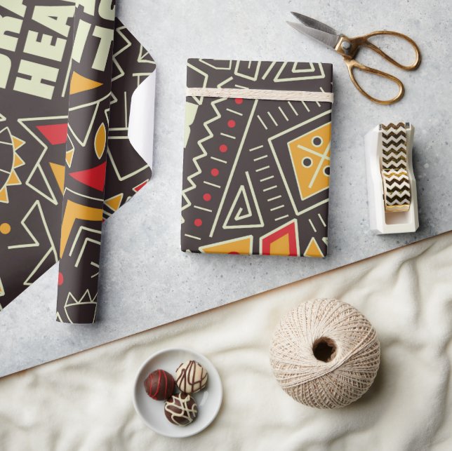 Black History Pride – Brave Heart Geometric Wrapping Paper (Crafts)