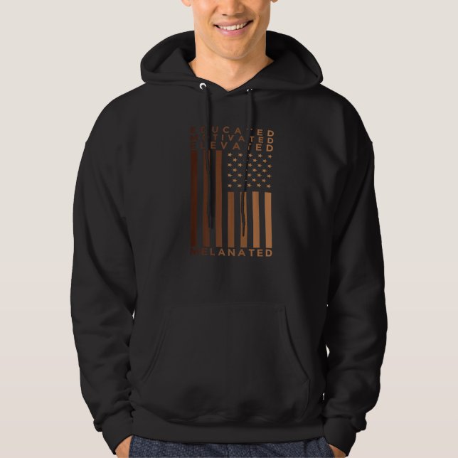 Black History Pride   Educated Motivated Elevated  Hoodie (Front)