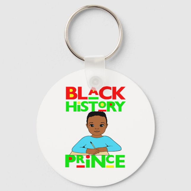 Black History Prince Melanin Boy Son Bruh Brown Sk Keychain (Front)