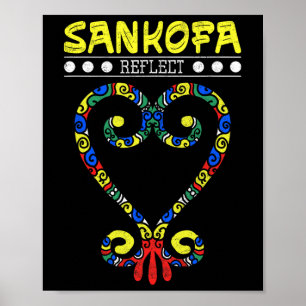 Black History Sankofa Heart Reflect African Birds Poster