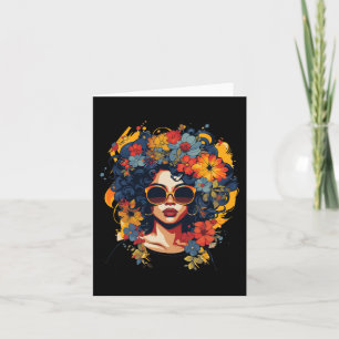 Black History T Shrits For Women Afro Flower Hair Card