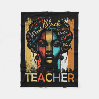 Black History Teacher African American Women Dashi Fleece Blanket