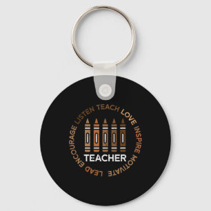 Black History Teacher Teach Love African American Keychain