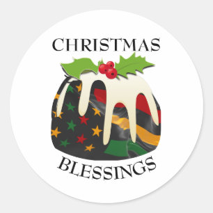 Black History USA Flag CHRISTMAS PUDDING Classic Round Sticker