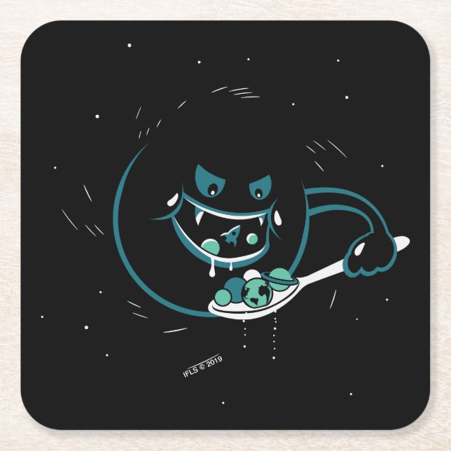 Black Hole Devours Square Paper Coaster (Front)