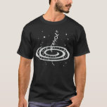Black Hole Polar Jets T-Shirt<br><div class="desc">A fun black hole spiral t-shirt for fan of space and science! Features a starry scene with black hole text polar jets, galactic spiral, and black hole text swirling in. Enjoy!</div>