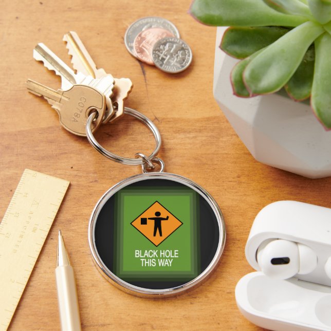 Black Hole This Way Zoom Frame Keychain (Desk)