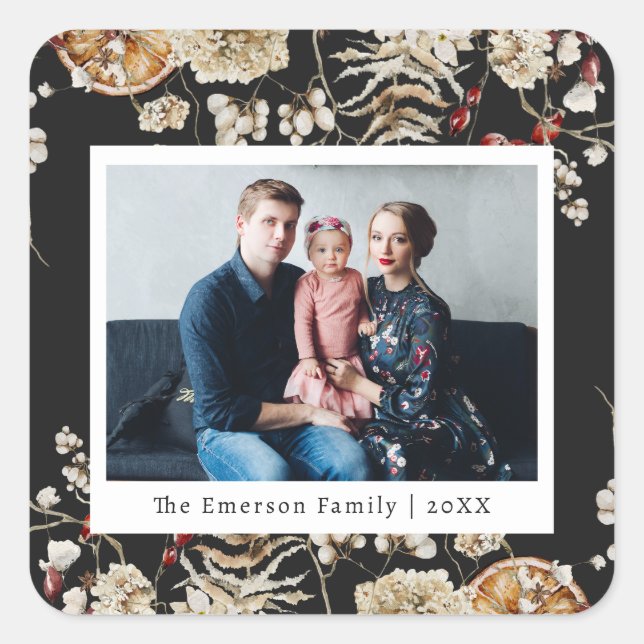 Black Holiday Photo Sticker (Front)