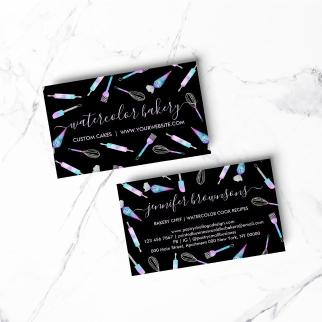 Black Hologram Bakery Homemade Chef Patisserie Business Card (Black Hologram Bakery Homemade Chef Patisserie Business Card)