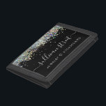 Black Holographic Glitter Business  Trifold Wallet<br><div class="desc">A girly luxe black design with holographic glitter that can be personalized with your business name.</div>