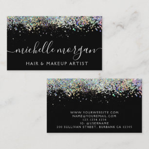 Black Holographic Glitter Hair & Makeup Calling Card