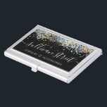 Black Holographic Glitter Jewellery Boutique Business Card Holder<br><div class="desc">Brand your jewellery business with this trendy holographic glitter design that can be personalized with your business name in a hand lettered font.</div>