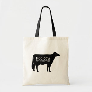 Black Holstein Cow Silhouette Custom Farm Tote Bag