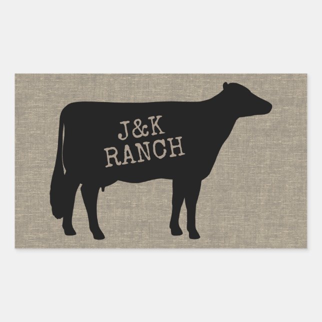 Black Holstein Cow Silhouette Personalized Sticker (Front)