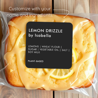 Black | Homemade Cake Product Ingredient Labels