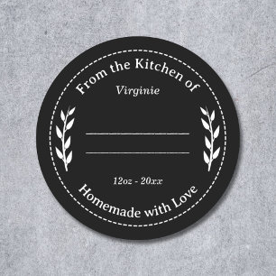 Black Homemade with Love Label Sticker