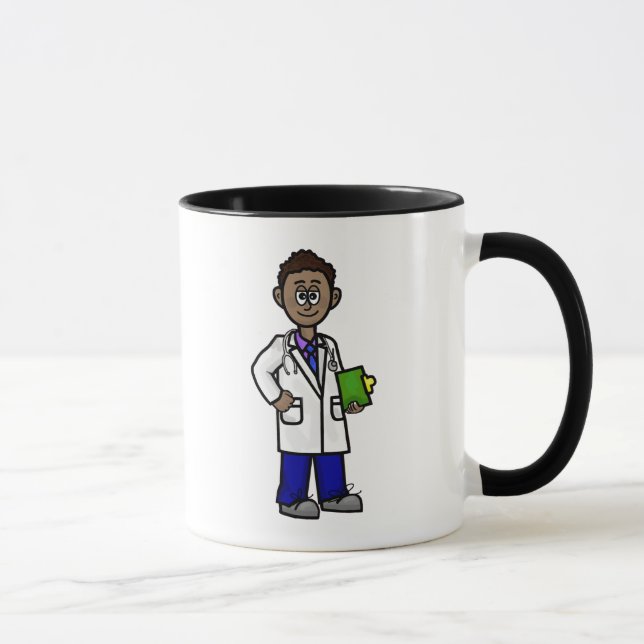 Black Homme Doctor Holding Clip Board Mug (Droite)