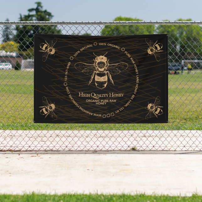 Black Honey Bee Farm Elegant Banner (Insitu)