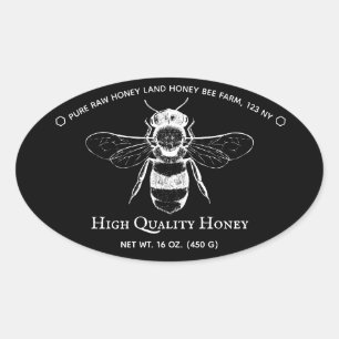 Black Honey Jar Boho Beekeeper Oval Sticker